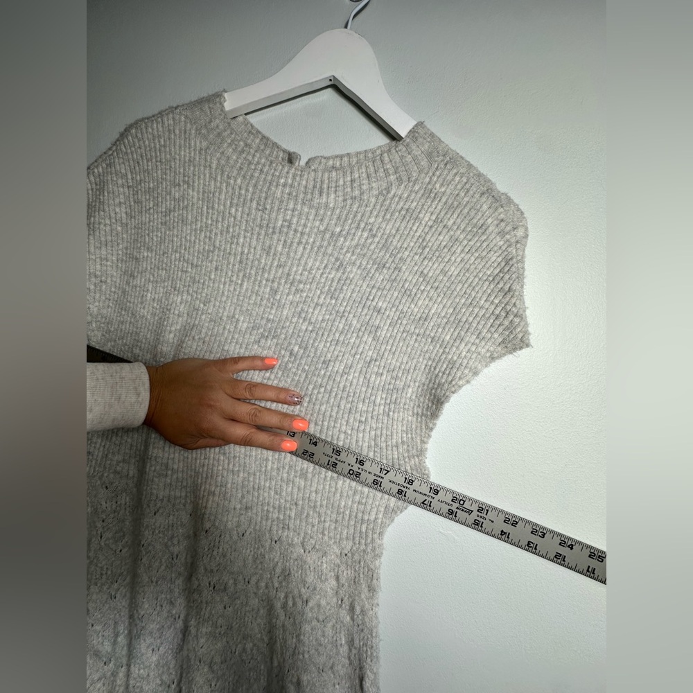 Anthropologie Feather Bone Oda Crochet Wool Alpaca Blend Sweater Gray Dress M - Picture 13 of 17